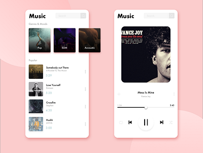 Minimal Music App firstshot light theme minimal minimalism typogaphy ui uidesign user interface whitespace