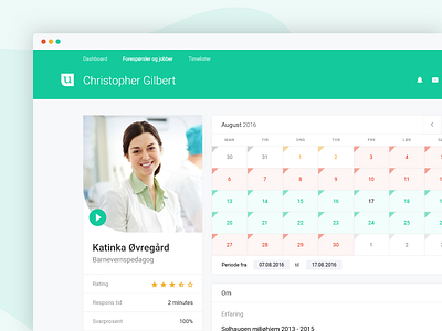 Candidate Profile calendar candidate dashboad design healthcare profile staff ui user ux webapp webdesign