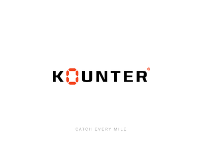 Kounter – a mileage tracker platform. black branding digital grid identity letters logo mark orange symbol uppercase visual