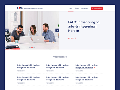 LIM - a non-governmental organization. blog galery news non governmental non profit norwegian organization slider uidesign uxdesign webdesign website