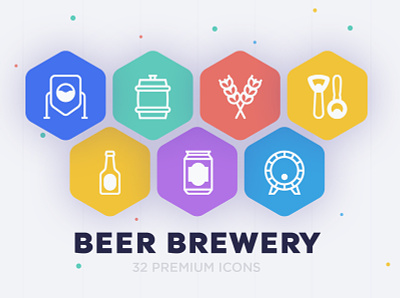Beer Brewery | 32 Icons Set alcohol ale bar beer brewery craft drink glass icon icon design icon set icons icons set illustration malt manufacturing mug sign symbol