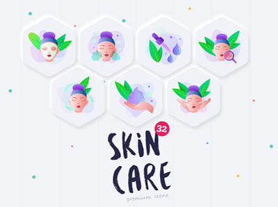 Skin Care | 32 Icons Set Hand Drawn cleansing cleansing foam cream dropper facial hand icon icon design icon set icons icons design mask moisturizer sheet sign skin care toner toning treating under eye patches