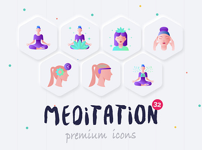 Meditation | 32 Icons Set Hand Drawn icon icon design icon set icons icons design icons set iconset