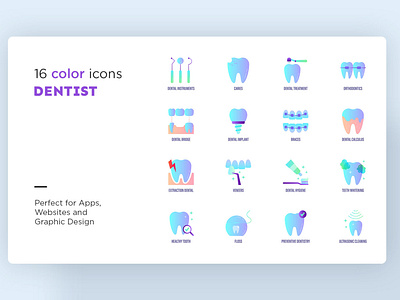 Dentist | 16 Icons Set Hand Drawn