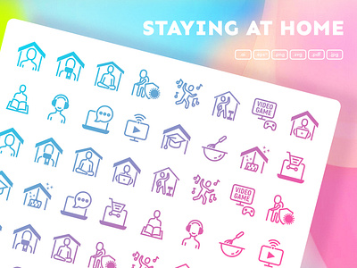 Staying At Home | 32 Icons Set