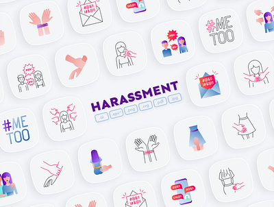 Harassment | 32 Icons Set Hand Drawn design girl icon icon design icon set icons icons design icons set iconset