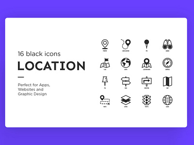 Location | 16 icons set design icon icon design icon set icons icons design icons pack icons set iconset illustration location sign vector