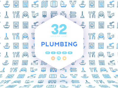 Plumbing - 32 Premium icons icon icon design icon set icons icons design icons pack icons set iconset illustration logo plumbing sign thin line