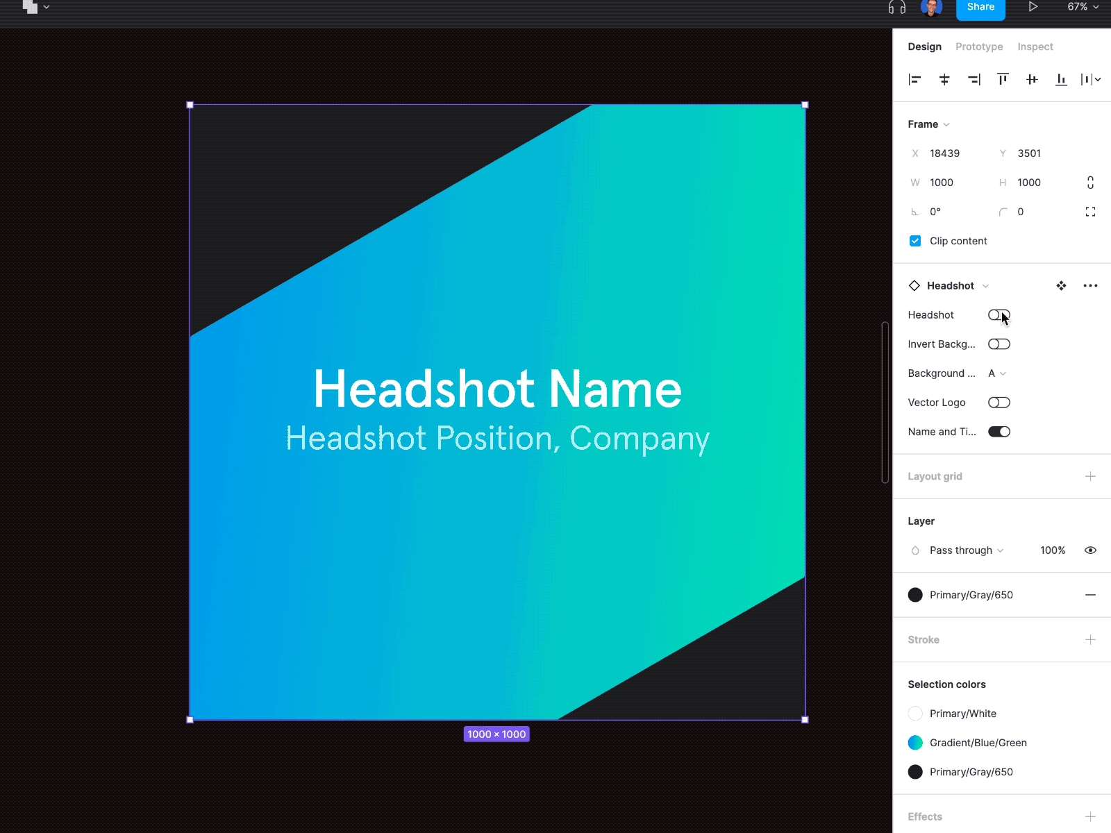Headshot Styling — Figma Components digital figma headshot interactive variant