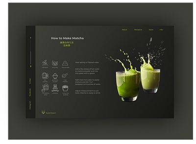 matcha cook cooking dailyui dark dark mode dark theme drink food food and drink japanese japanese culture matcha recipe tea ui design uidesign uiux website website design