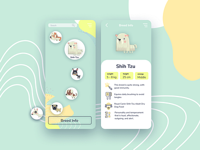 dogs breed app animal app design app ui dailyui dog pet pet app pet care puppy uidesign