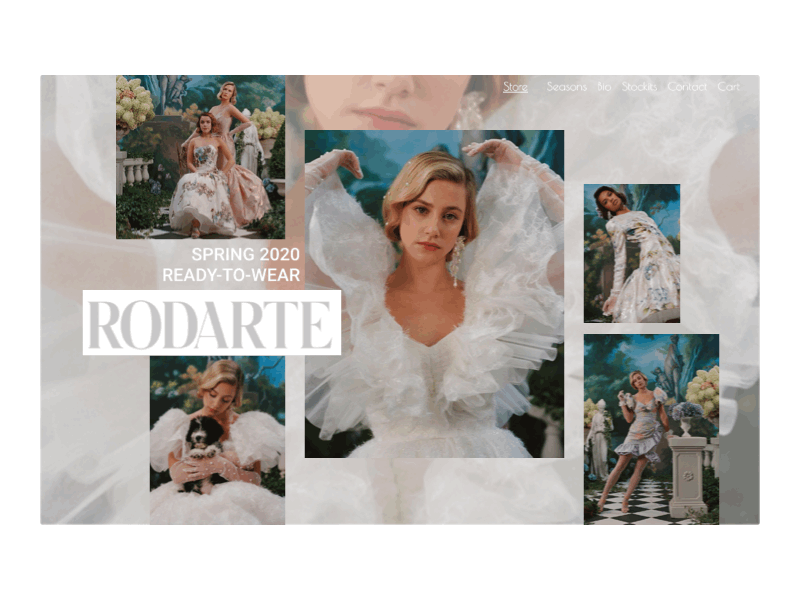 RODARTE animated gif animation campaign dribbble shot fasion haute couture high fashion outfit rodarte uidesign uiux webdesign website women fashion