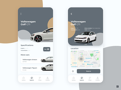 Rental Car App Interface - UI Design