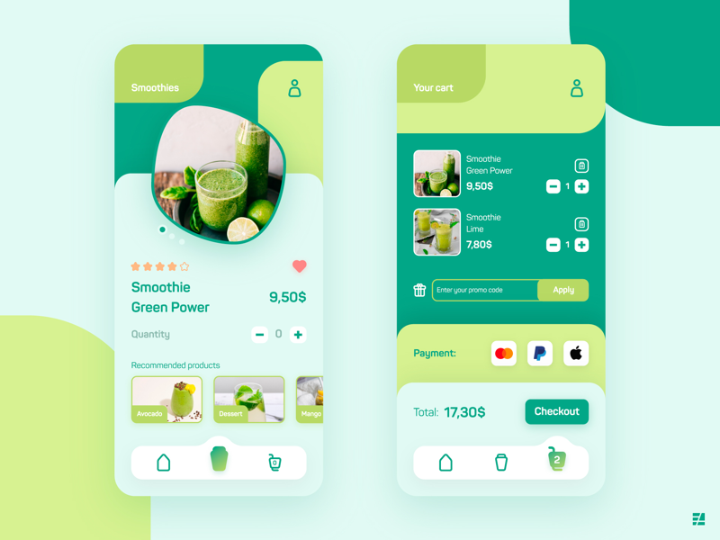 UI Design - Smoothie Shop App FREEBIE shop mobile app graphic design product design interface app design ui ux ui design