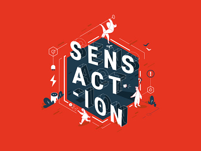 Sensaction action illustration red tedx typography