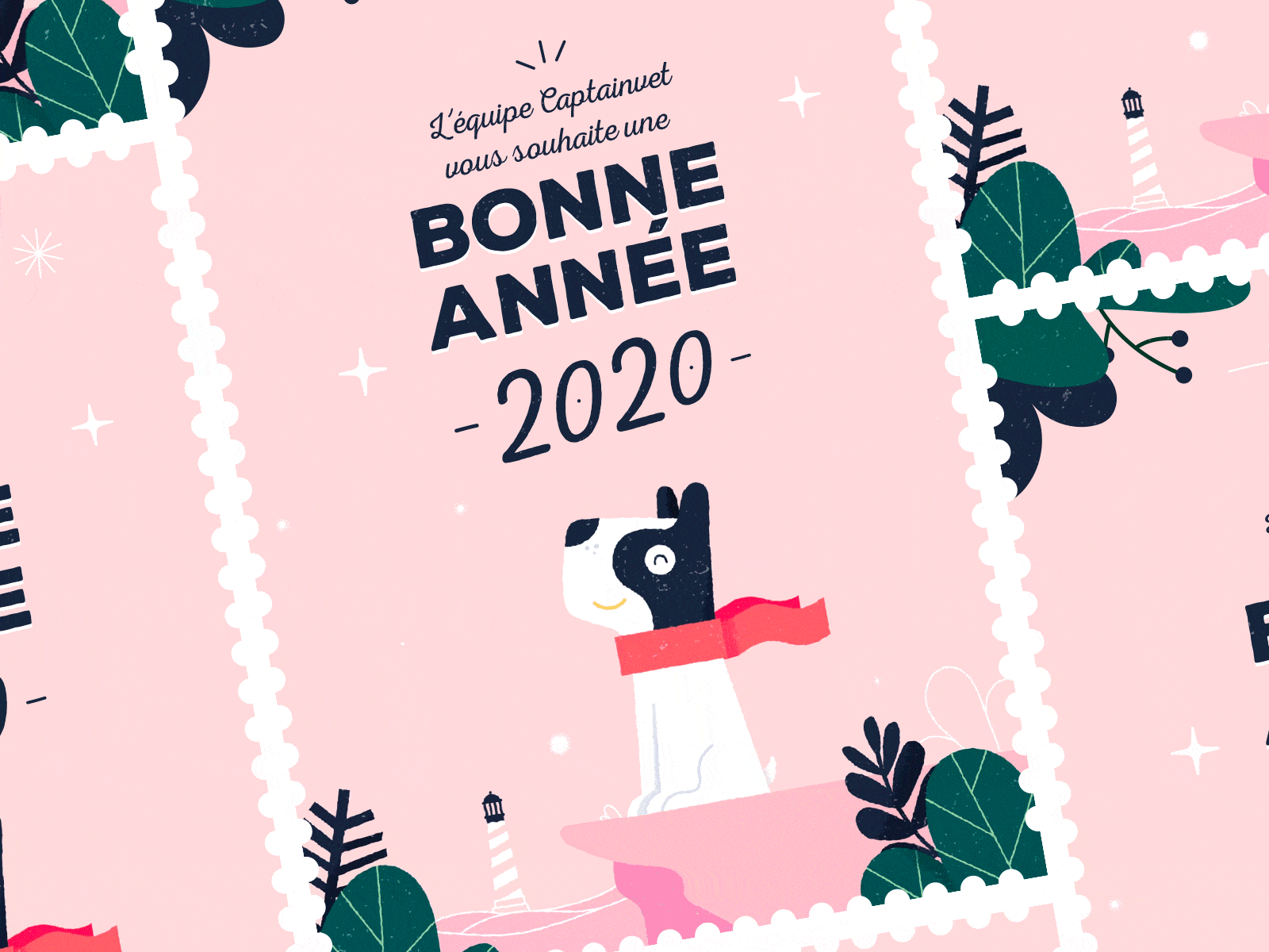Happy 2020 🎉 2020 animation character dog gif headlight illustration motion new year sea stamps vector wind