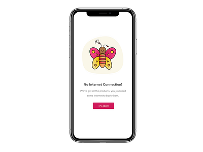 No Internet connection app branding butterfly clean dailyui design error error page illustraion internet minimal mobile no internet ui ux