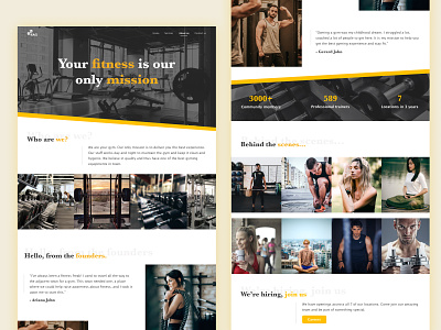 About us page for a fitness gym about page about us about us page branding clean design fitness gym ui user experience ux web website yellow