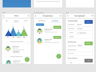 Loan Management App app application blue blue and white design form design green loan mobile ui user experience