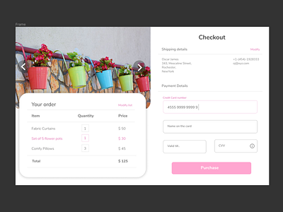 Daily UI #002 - Credit Card Checkout credit card checkout daily ui dailyui002 pink ui ux
