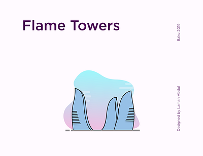 Baku City Landmarks baku city design flame font icon illustration landmarks lineart logo tower vector