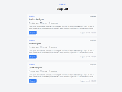 Tailwind CSS Blog List Components