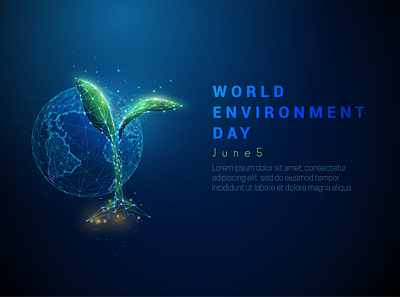 World environment day. abstract abstraction day design digital ecology environment futuristic green low lowpoly nature neon planet poly polygonal save web wireframe world