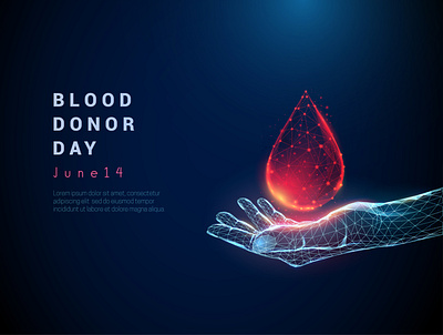 Blood donor day abstract abstraction art blood charity day design digital donate donatuion drop future futuristic hand low lowpoly neon poly technology wireframe