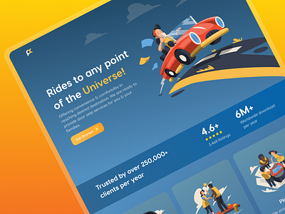 Travel Website - Ride to Universe branding car design explore graphic design home illustration ride taxi ui ux vector webdesign website