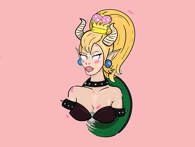 Bowsette design flat illustration logo vector