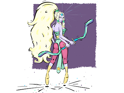 Opal in a big woman design fanart fantasy flat illustration illustrator opal steven universe vector