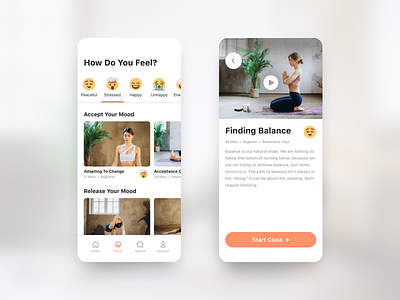 Mood Selection | A Yoga App for Navigating Emotions app coronavirus covid 19 digital emoji emotions feelings lockdown mental health mindfulness mood product design streaming ui uidesign ux uxdesign uxui yoga yoga app