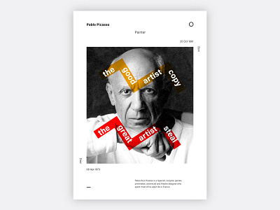 Pablo Picasso Poster artist branding colors design fonts illustration logo modernism pablo picasso pattern photoshop poster print process products simple typography ui ux vector