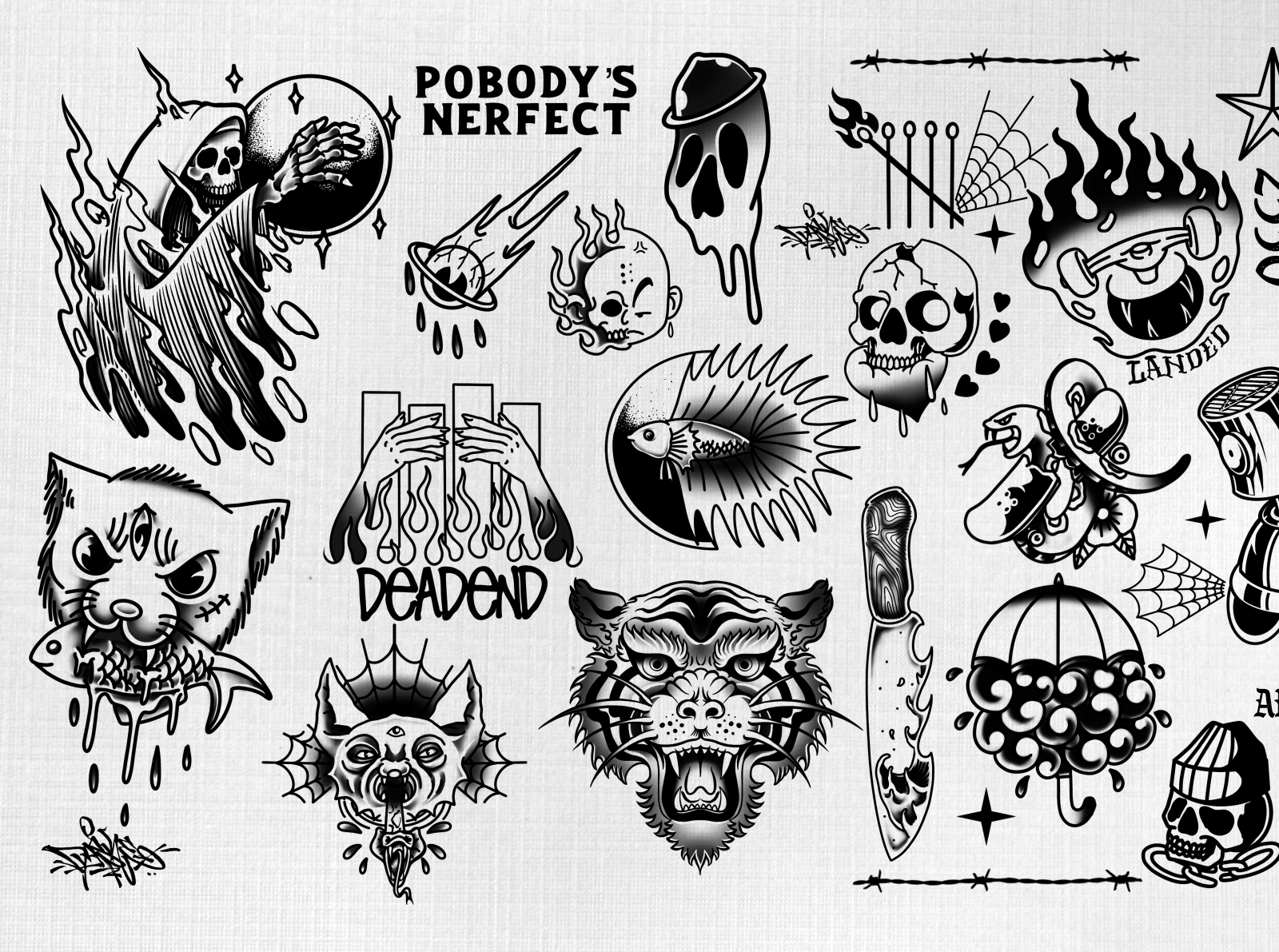 tattoo flash pobody's nerfect by fakie revert on Dribbble