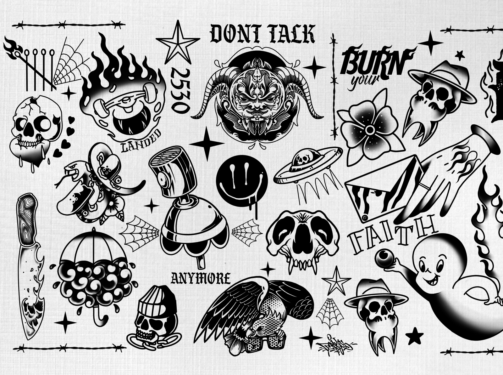 tattoo flash 'Dont Talk Anymore' by fakie revert on Dribbble