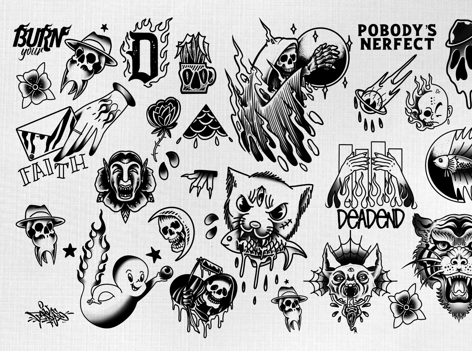 Religious Tattoo Flash Designs 20 A4 Sheets Of Religious Designs Set 2   eBay