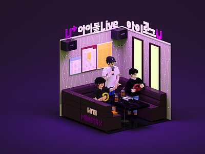 MONSTA X with U+ Idol Live voxel art