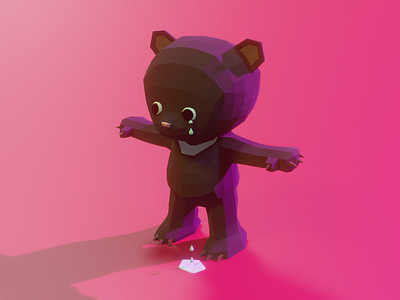 Crying Bear animal bear blender illustration lowpoly