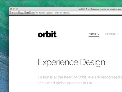 Orbit agency grid masonry minimalistic portfolio theme typography white wordpress