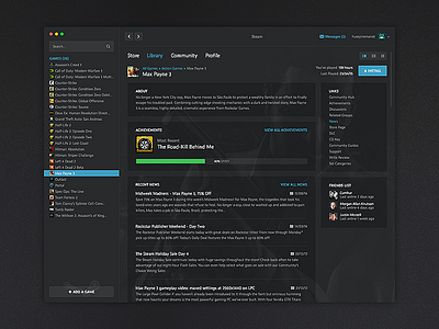 Redesign Concept for Steam app clean desktop gaming interface mac minimal simple steam ui valve