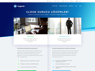 Vargonen Cloud Solutions cards cloud gradient hosting layout typography vargonen
