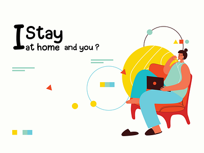 Stay At Home beautiful caracter colorful creative cute design girl graphic home illustration stay vector