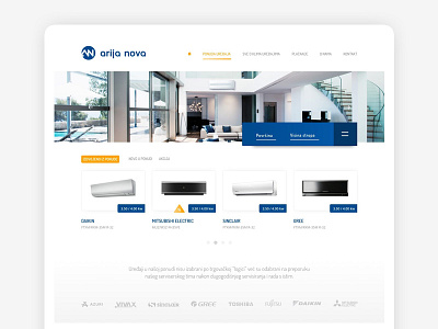 Arija Nova homepage air air condition graphic online shop web web design