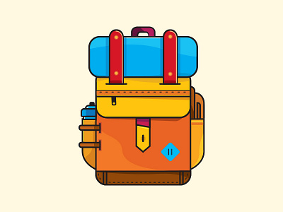 Backpack color backpack color hiking icon illustration mountains outdoor vector