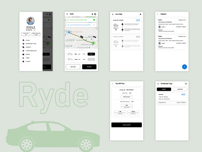 Cab App UI/UX Design (Ryde) adobe xd app design prototype ui uiux design web design