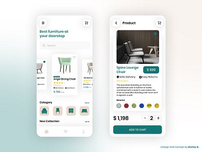 Furniture App UI/UX Kit adobe xd app design branding figma furniture app ui kit graphic design prototype uiux design