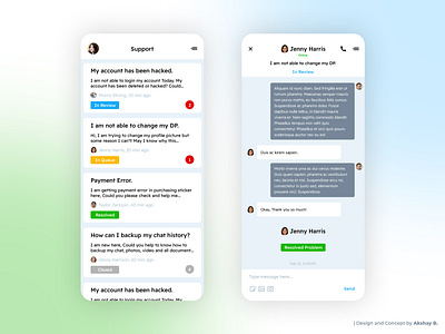 Customer Support Screen UI/UX Design adobe xd app design design figma graphic design prototype uiux design