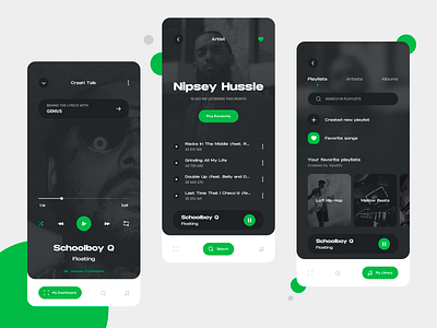 Spotify Mobile Concept App UI app application clean dailyui dark app dark ui dashboard design green ios minimal mobile mobile app movade music music app player spotify ui ux ui design
