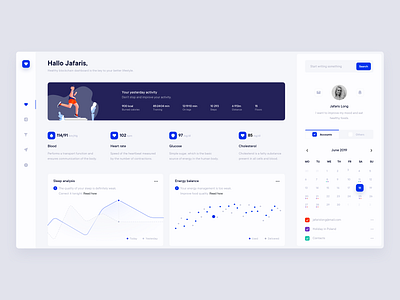 Be Healthy - Better lifestyle platform. Dashboard concept.