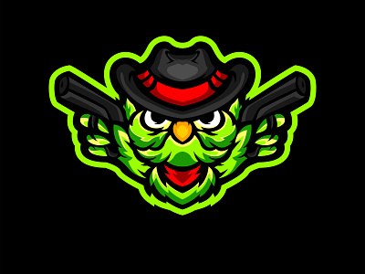 owl cowboy mascot e sport logo